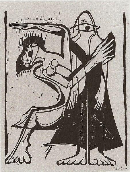Mask-dance - woodcut, Ernst Ludwig Kirchner